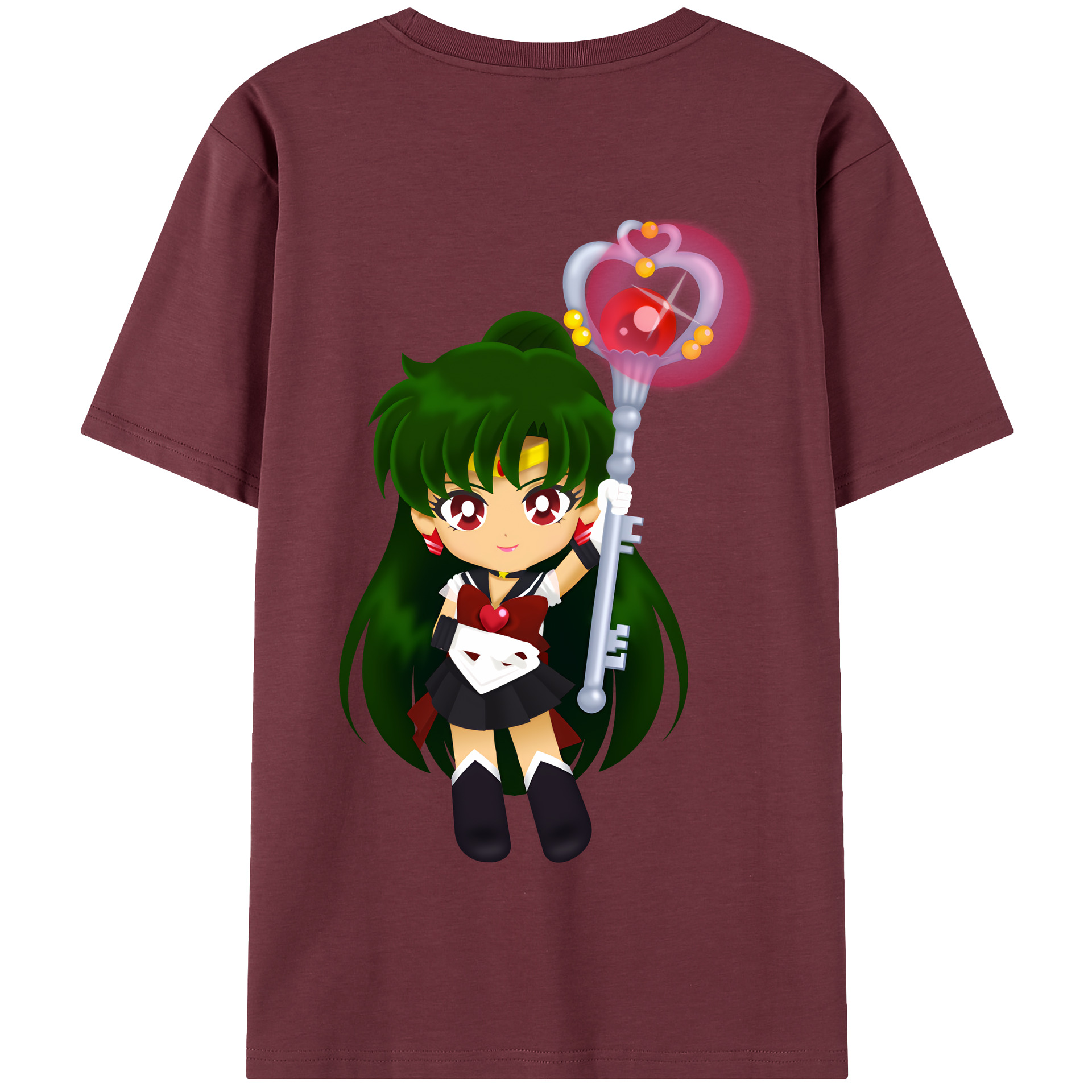 （画像用） 美少女戦士セーラームーン 冥王せつな Sailor Moon Meiou Setsuna 綿100％半袖Tシャツ（背面プリント）